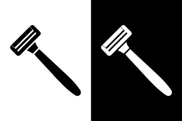 Razor Silhouette Vector Icon Black and White Background.