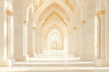 Intricate Rococo-Style Hallway With Gold Accents and Marble Flooring Illuminated by Natural Light During Daytime