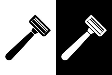 Razor Silhouette Vector Icon Black and White Background.