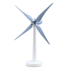 Small wind turbine model on display for clean energy awareness