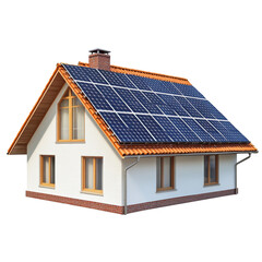 Fototapeta premium Solar panels installed on a modern house with a chimney
