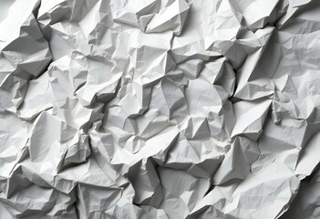 Obraz premium Crumpled White Paper Texture Background, Wrinkled Sheet Detail, Abstract Paper Surface