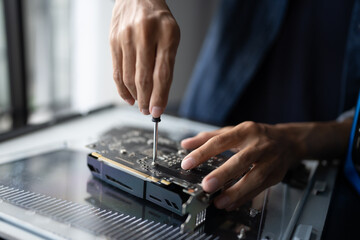 IT Engineer installing Hardware Equipment Development Facility Engineer  Maintenance computer Motherboard Electronic repair shop technology business