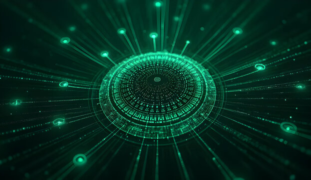 abstract technology background,Abstract digital green background. Can be used for technological processes, neural networks and AI, digital storages, sound and graphic forms, science