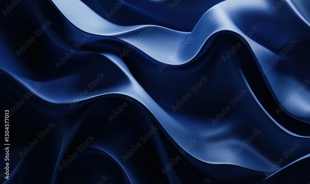 Aufkleber luxurious blue satin fabric with intricate folds, illuminated by diffused light emphasizing its rich