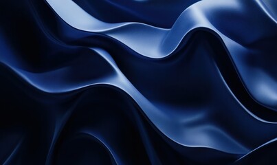 Fototapeta premium Luxurious blue satin fabric with intricate folds, illuminated by diffused light emphasizing its rich and smooth texture for an elegant setup