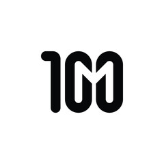 wordmark letter number 100 M logo