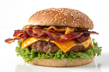 Mouthwatering Cheeseburger with Sesame Seed Bun & Juicy Beef Patty