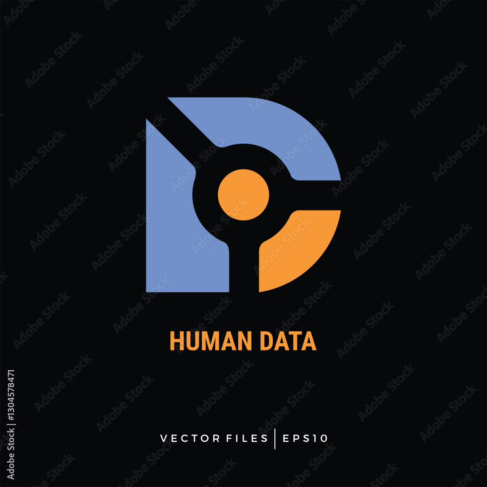 Fototapete the initial d with the human symbol and dot represents data