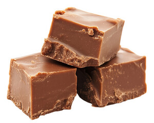 Delicious chocolate fudge pieces stacked together, showcasing rich, creamy texture and smooth surface, perfect for desserts or sweet treats