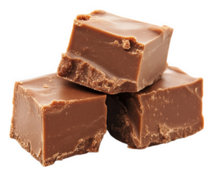 Delicious chocolate fudge pieces stacked together, showcasing rich, creamy texture and smooth surface, perfect for desserts or sweet treats