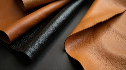 High-quality leather swatches showcasing diverse textures and rich tones for discerning craftsmanship