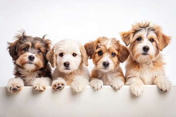 Cute Puppy Paws Up, White Background, Web Banner, Social Media Cover, Dog Head, Urban Exploration Photography