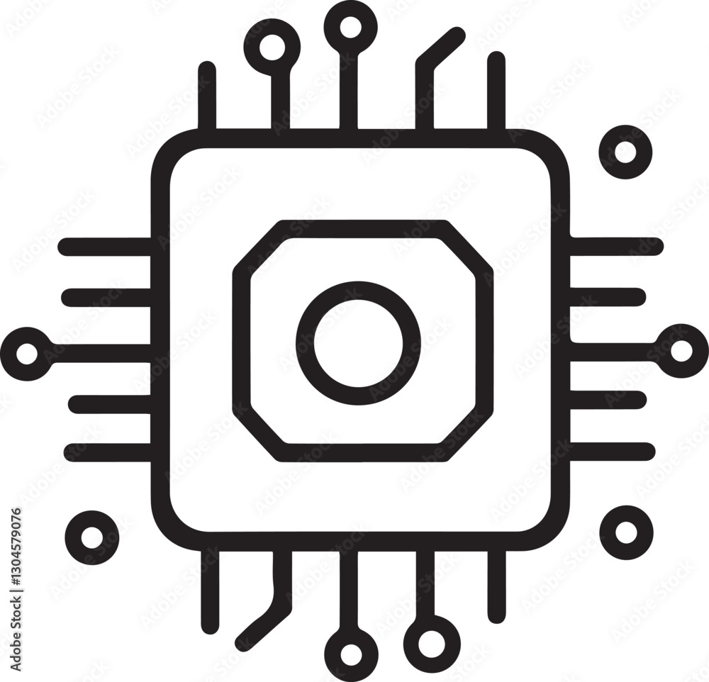 Poster computer chip icon. circuit board of computer or ai chip icon vector silhouette set