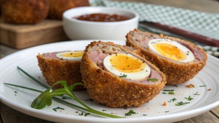 Deep-frying delight classic scotch egg recipe uk food guide kitchen softboiled egg encased in sausage