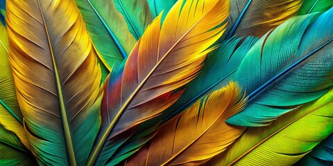 Hawaiian Tropical Bird Feathers: Vibrant Colors & Textures Stock Photo