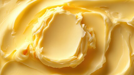 Creamy yellow butter texture close up shot showcasing smooth surface and rich color ideal for culinary backgrounds and food photography projects