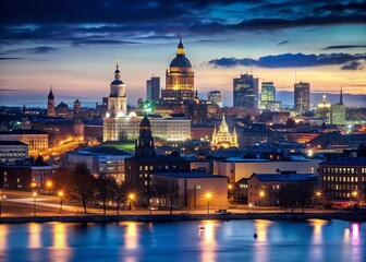 Obraz premium Helsinki Zoo Night View: Panoramic Cityscape at Dusk