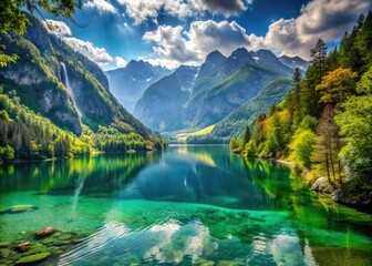 Breathtaking high-resolution Konigssee lake photos showcase the Bavarian Alps' stunning scenery.