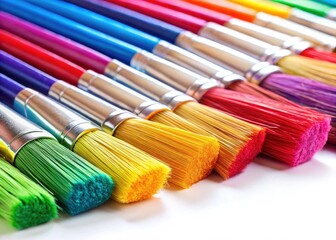 Fototapeta premium Colorful Plastic Paint Brushes, Isolated Background, Artistic Still Life Photography
