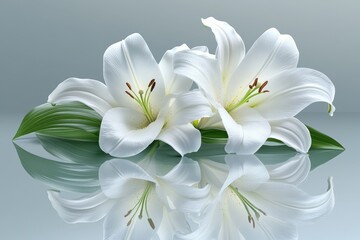 Obraz premium White flowers and green leaves arranged in a vase, forming the focal point of the picture