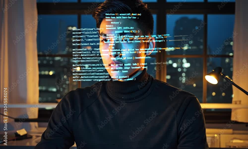 Poster night programmer with code overlay