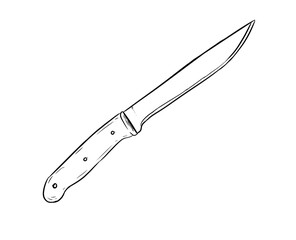 boning knife digital illustration isolated black and white