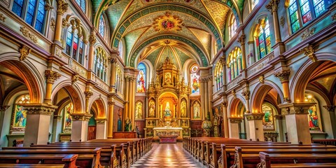 Fototapeta premium High-Resolution Stock Photo: Ornate Catholic Church Interior Details