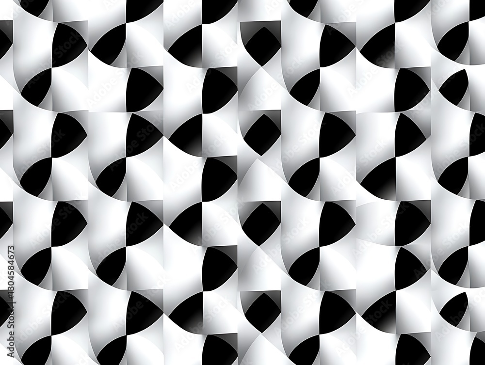 Poster abstract monochrome pattern of curved shapes creating an optical illusion