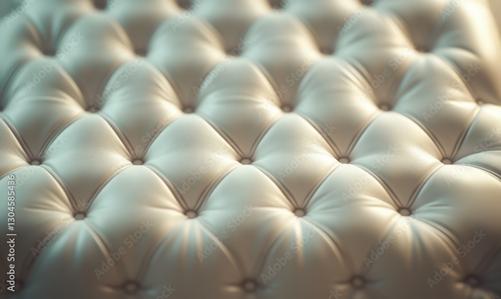 Poster luxurious tufted white leather surface with soft reflections, illuminated by gentle light emphasizin