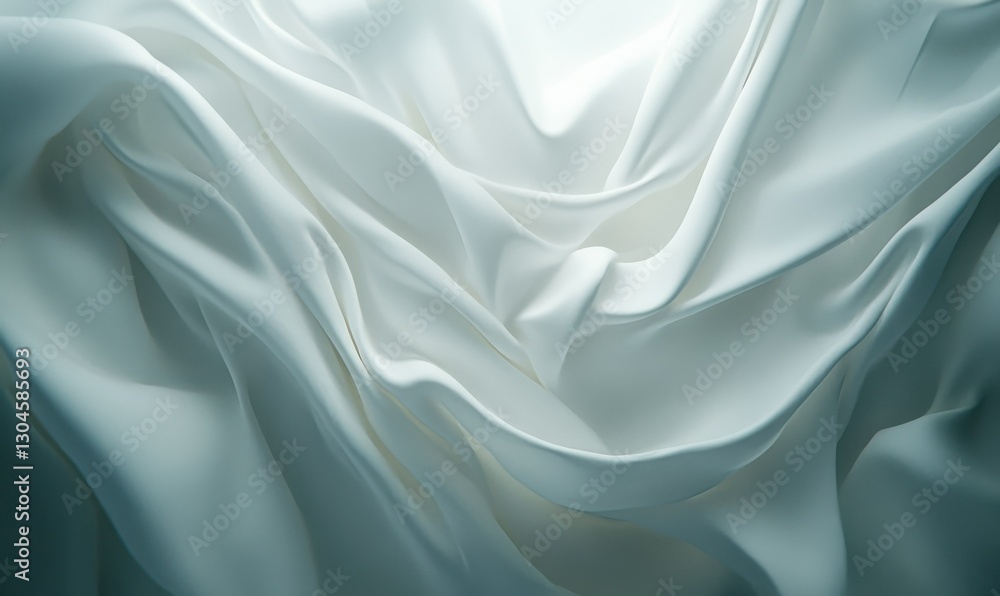 Poster luxurious white satin fabric with smooth folds illuminated by soft diffused light emphasizing its el