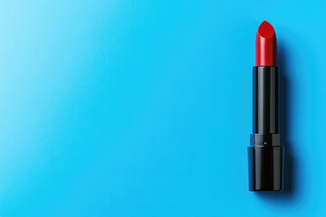 Obraz premium Bold red lipstick against vibrant blue background creates striki