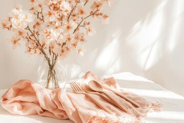 Eco Friendly Spring Decor Highlights Minimalist Design With Soft Colors and Natural Materials in a Cozy Dining Setting