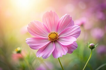 Obraz premium Delicate pink cosmos, minimalist elegance.