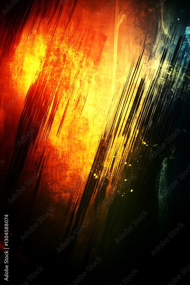 Poster dynamic spectrum texture with fiery intensity and abstract brushstrokes