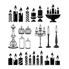 Candle icon set. Flat icons Christmas candles isolated on white background.