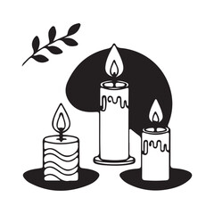 Candle icon set. Flat icons Christmas candles isolated on white background.