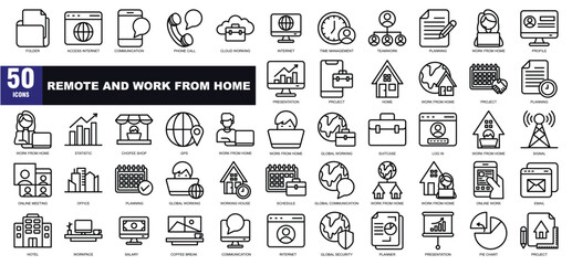 Remote and work from home icon set