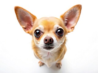 Obraz premium Funny Chihuahua Aerial Photo, Cute Dog White Background, Small Dog Photography, Pet Portrait, Aerial View Chihuahua