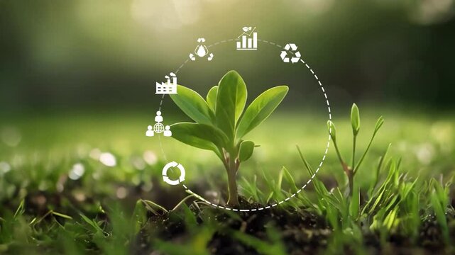 Circular Economy concept.Green Growth Circular Economy and Renewable Resources.Circular Economy and Environmental Innovation.Place for logo.