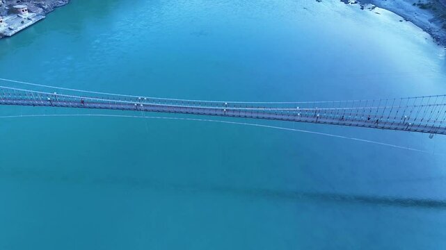 Aerial Views of Rishikesh &ndash; Ram Jhula & Laxman Jhula Drone Footage
