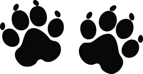 Dog paw print set. Paw icon. Vector illustration.