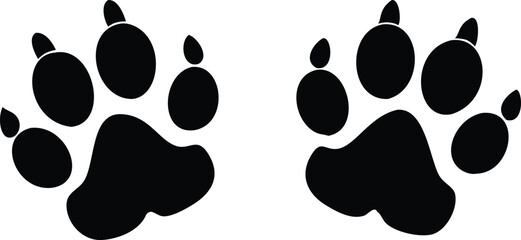Dog paw print set. Paw icon. Vector illustration.