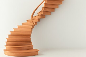 Naklejka premium Elegant spiral staircase showcases smooth wooden design and mini
