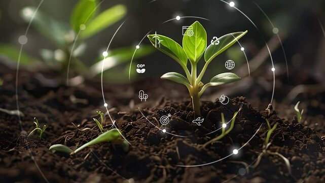 Circular Economy concept.Green Growth The Power of Circular Economy and Renewable Resources.Recycling, Green Energy.Place for logo.