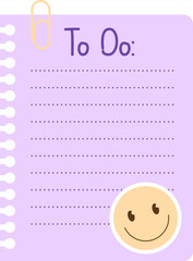 To Do List Spiral Notebook Sheet