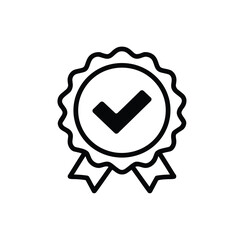 Certification Badge Icon with Checkmark Symbol for Quality and Approval