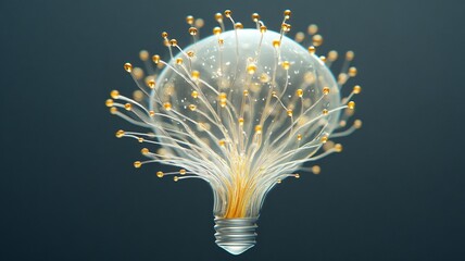 Photorealistic 3D Glass Bulb for Creativity and Innovation