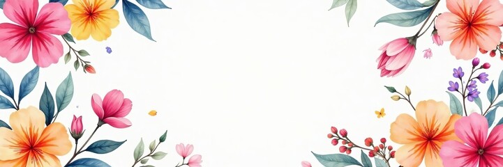 Obraz premium Bright and vibrant watercolor floral patterns perfect for summer stationery and decor, set, bloom