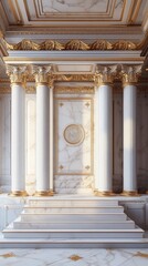 Obraz premium Elegant Marble Staircase With Gold Accents and Columns